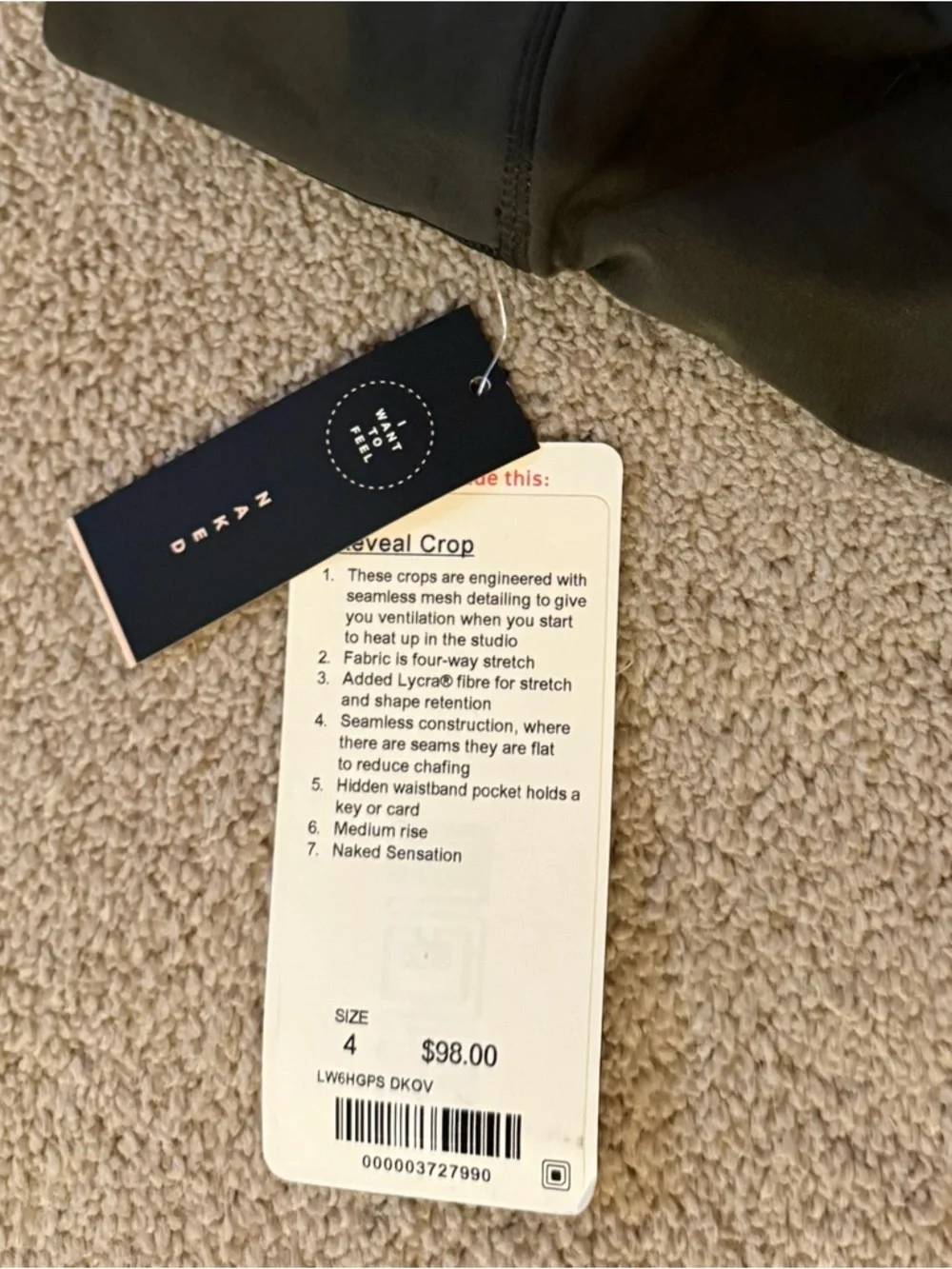 2017 Lululemon Reveal Crop 15” Dark Olive Mesh Leggings Rare Size 4 NWT